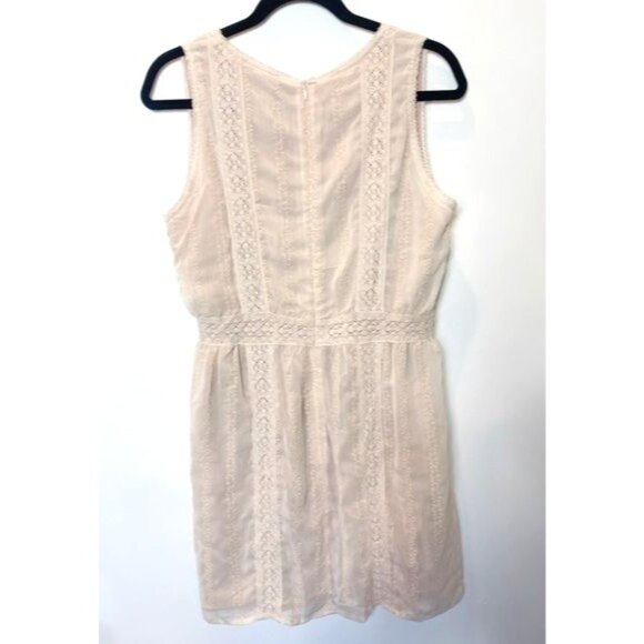 Aqua Pointelle Lace Dress Blush Color Large NWT Sleeveless Mini Elegant Design - Picture 3 of 13